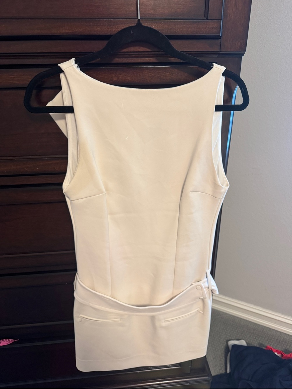 Zara Cream Sleeveless Mini Sheath Dress